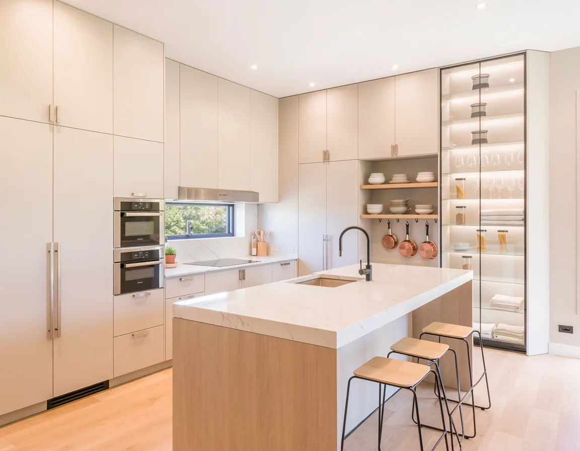 Custom kitchen cabinetry with an island in a Florida home